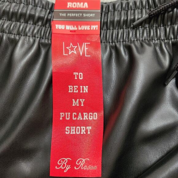 BLACK ☆ BUTTER SOFT ☆ FAUX LEATHER ☆ CARGO POCKET SHORTS ☆ NWT - Picture 6 of 10